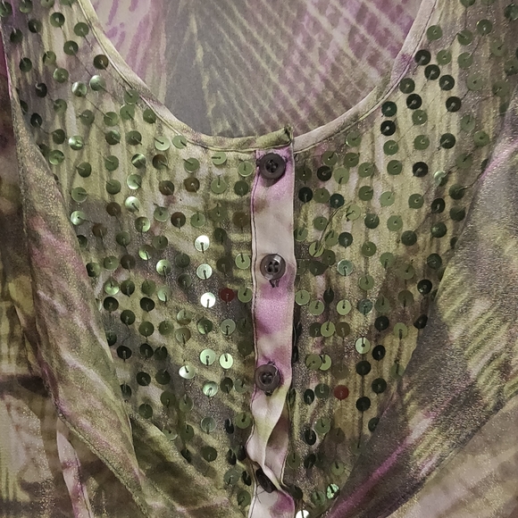 Pure Silk Green Purple Tunik - perfect for Goa 🌴🌴🌴 - Picture 3 of 6